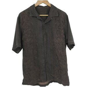 Tommy Bahama 100% Silk Brown Hawaiian Button Front Shirt Size M Short Sleeve